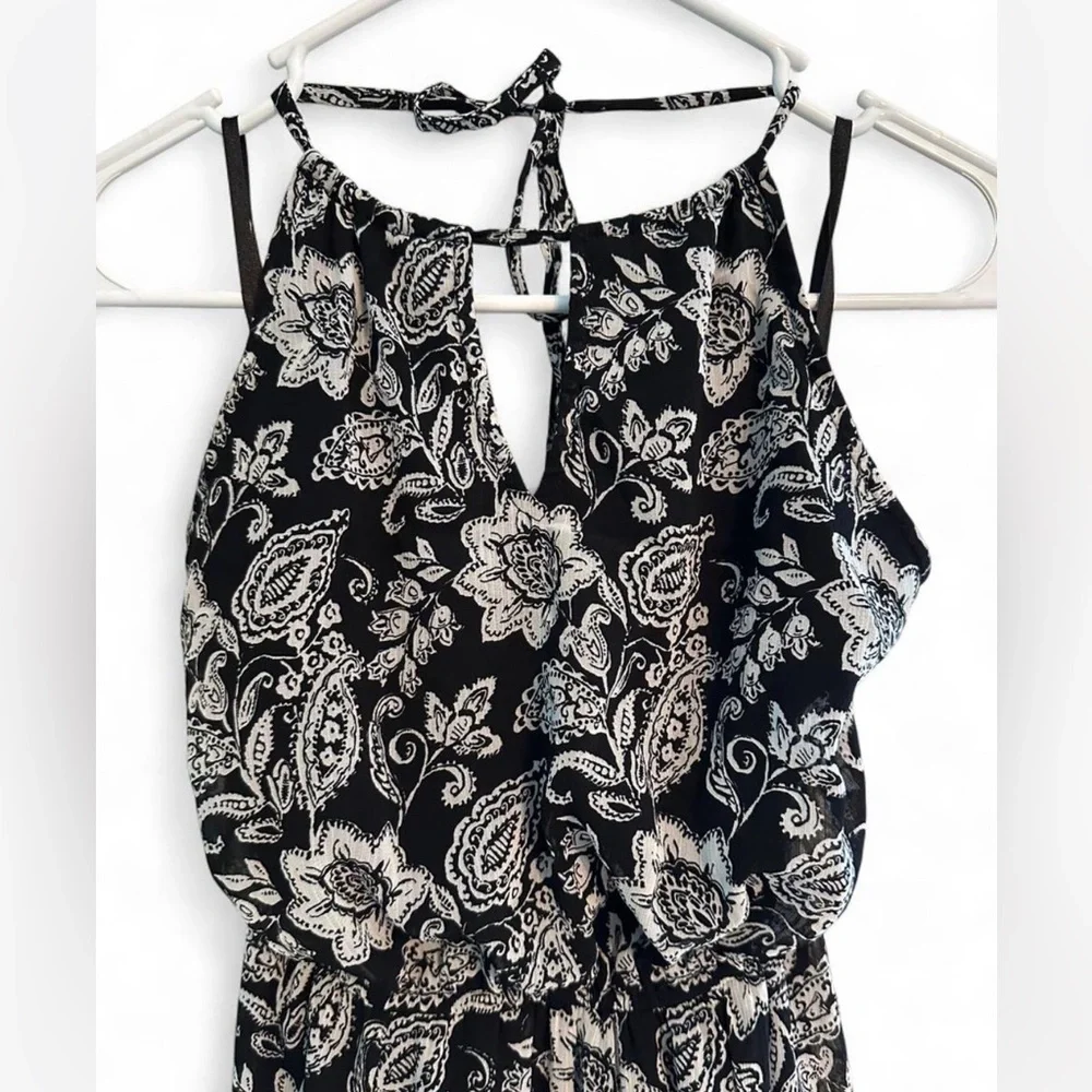 Abercrombie & Fitch - Small - Black and white floral halter maxi dress